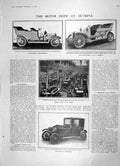 Original Old Antique Print 1905 Motor Car Show Olympia King Norway Christiania