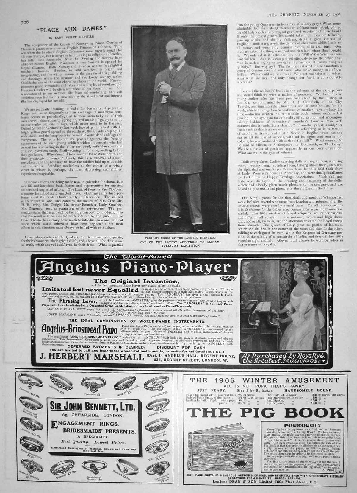 Old Antique Print 1905 Barnardo Tussauds Bushmill Whisky Lord Nelson Ivel 20th