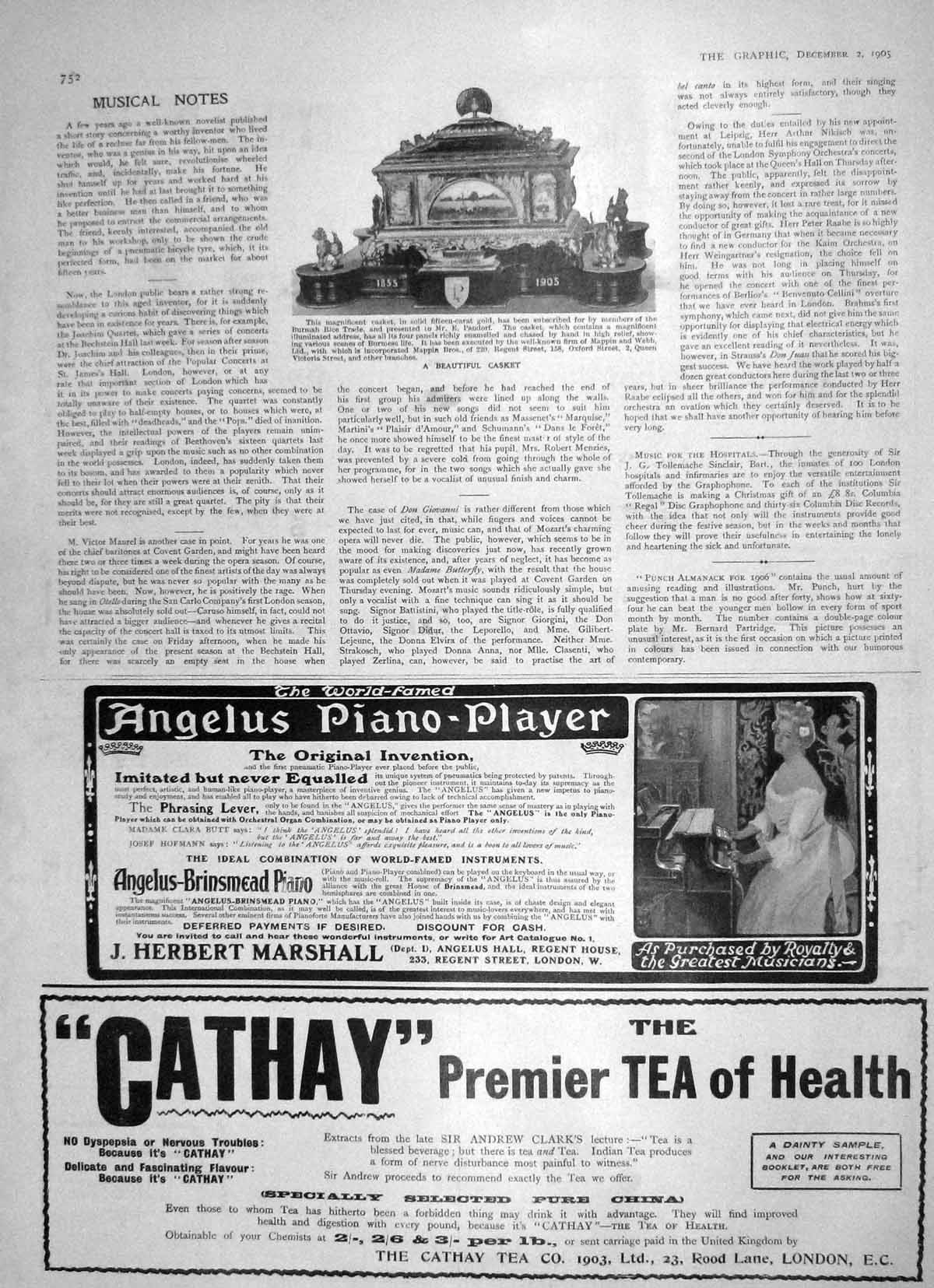 Original Old Antique Print 1905 Beautiful Casket Burmah Rice Trade Cathay Tea