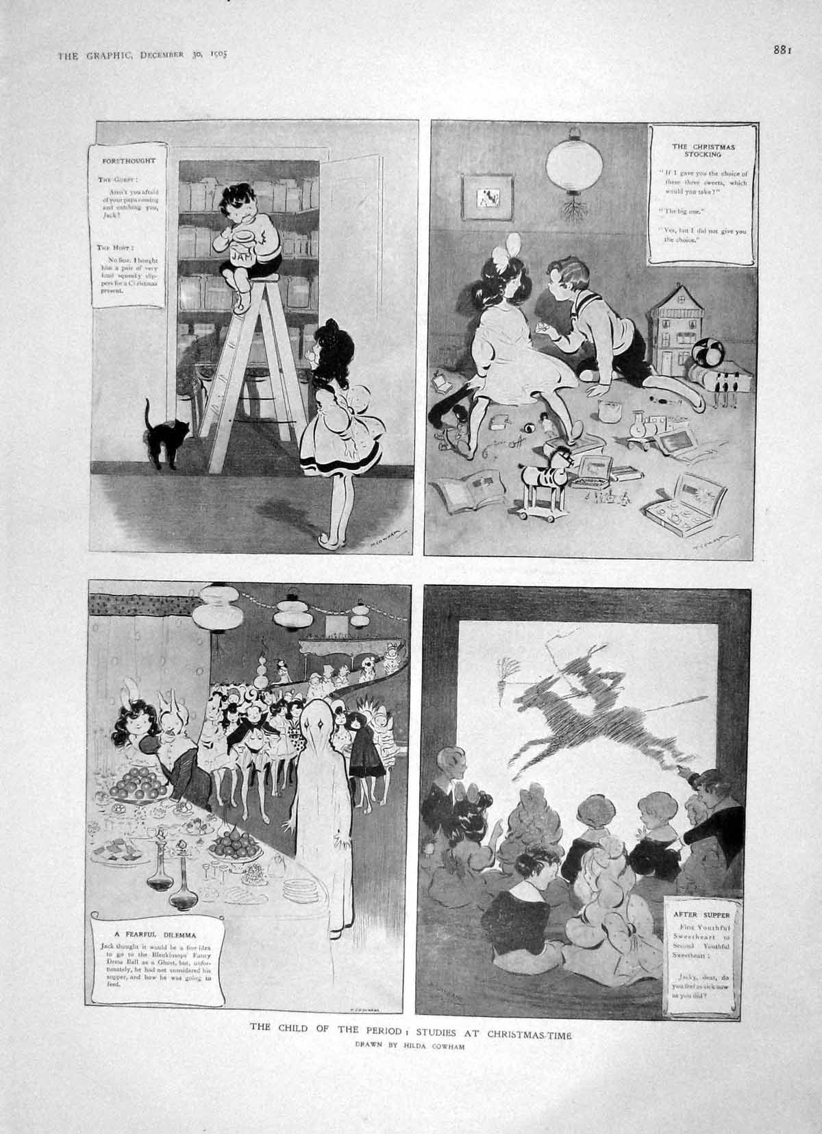 Old Antique Print 1905 Children Christmas Khyber Pass Prince Wales India 20th