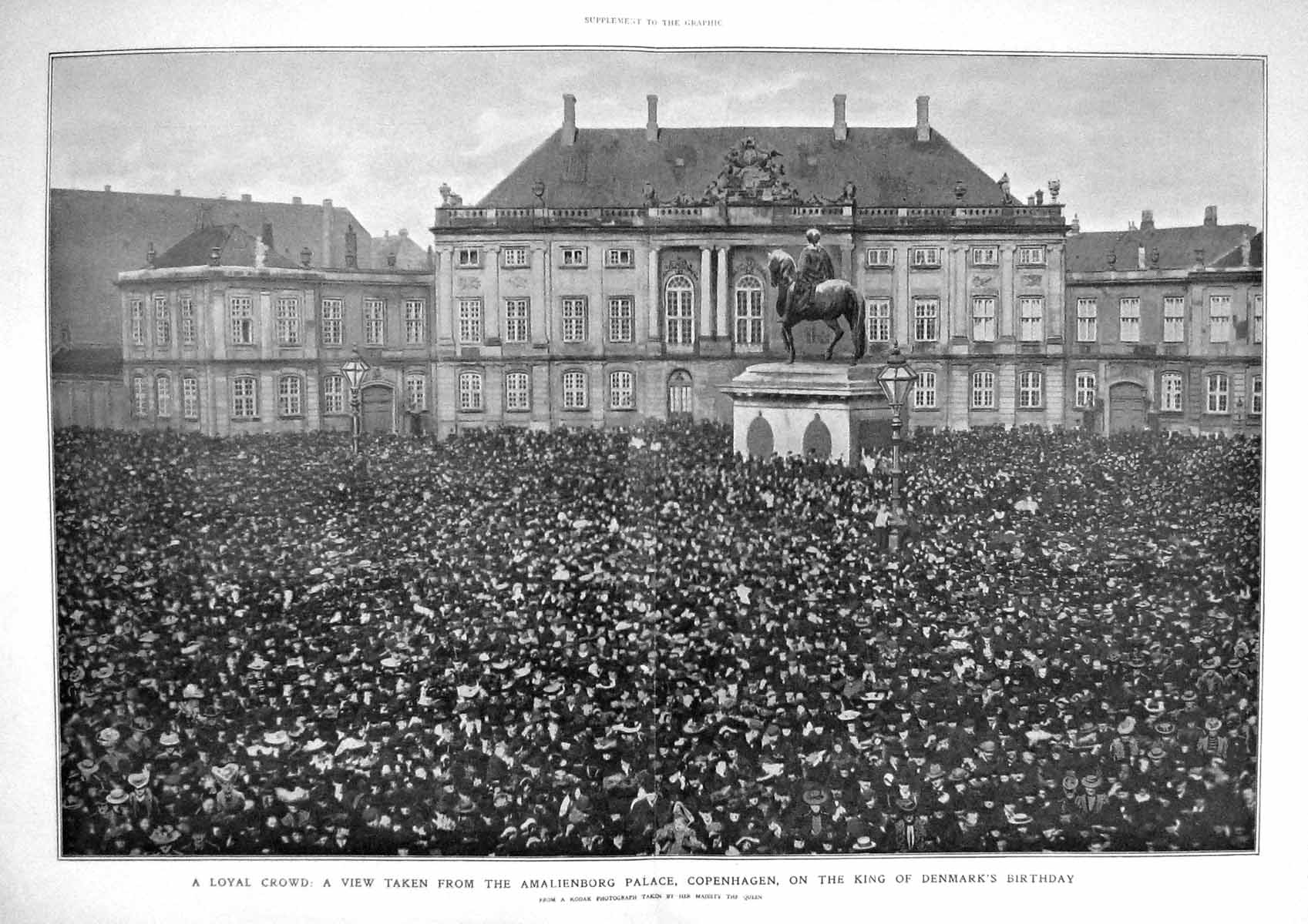 Original Old Antique Print 1905 Amalienborg Palace Copenhagen King Denmark