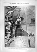 Original Old Antique Print 1905 French Ships Portsmouth Spithead Osborne House