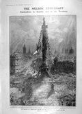 Original Old Antique Print 1905 Nelson Centenary Traflagar Square Royal Albert