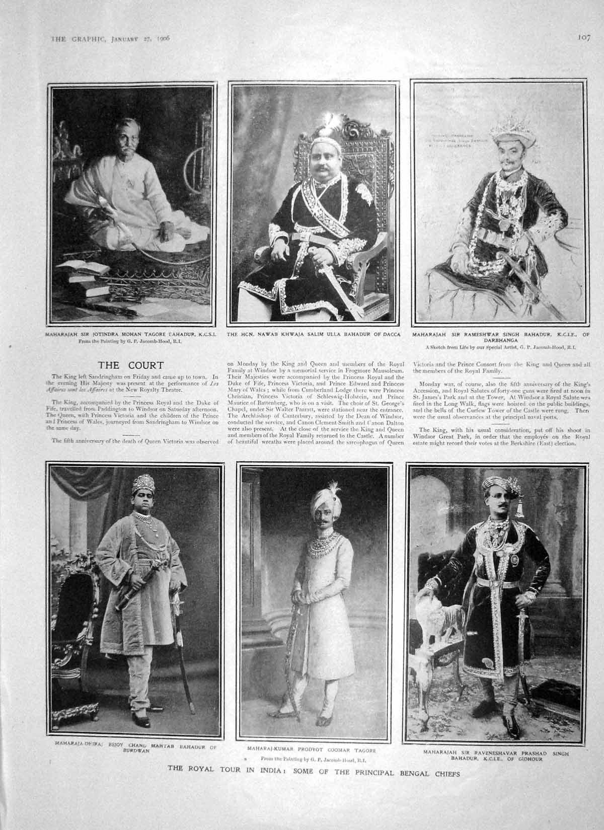 Old Antique Print 1906 India Tagore Bahadur Election Bycullah Voting Poll 20th