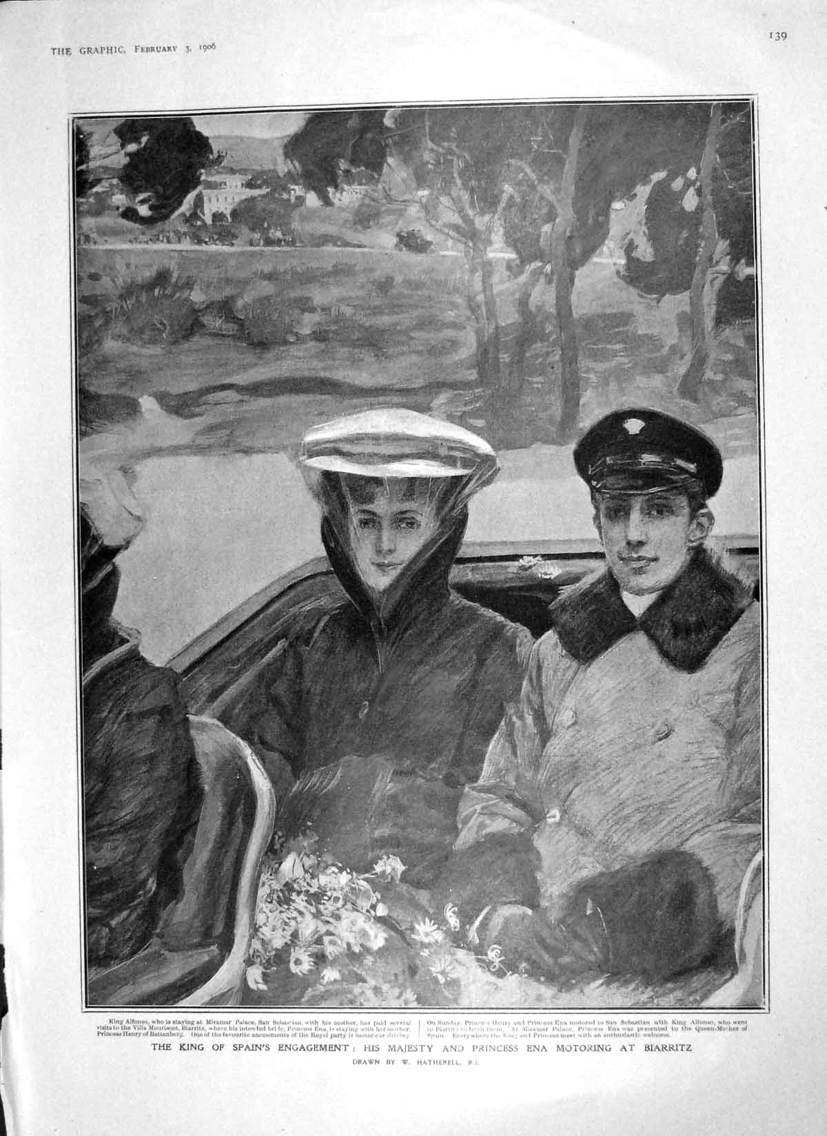 Old Antique Print 1906 King Spain Princess Ena Biarritz Mahomedans Lublin 20th