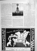 Original Old Antique Print 1906 Monument Paris Memory Aeronauts Barthi 20th