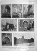 Original Old Antique Print 1906 King Denmark Roskilde Cathedral Tomb Margaret