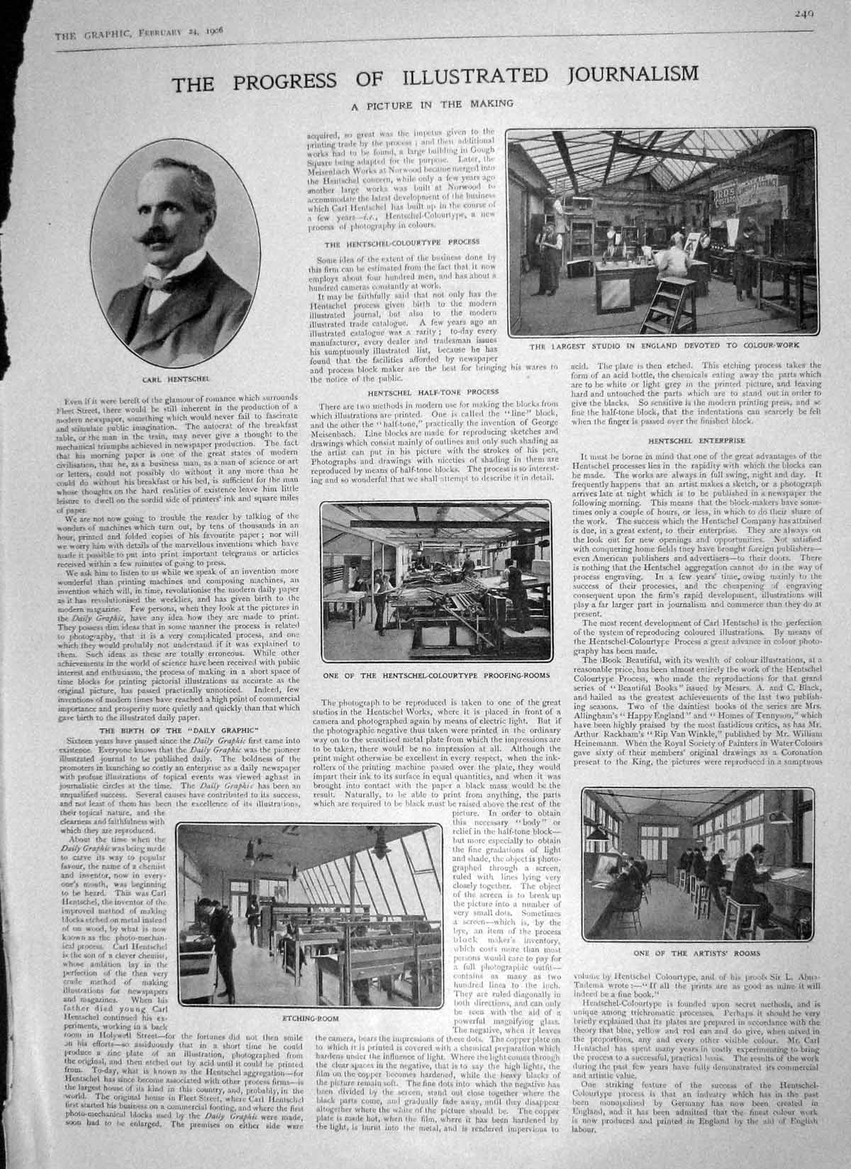 Original Old Antique Print 1906 Journalism Hentschel Lord Clifford Car 20th