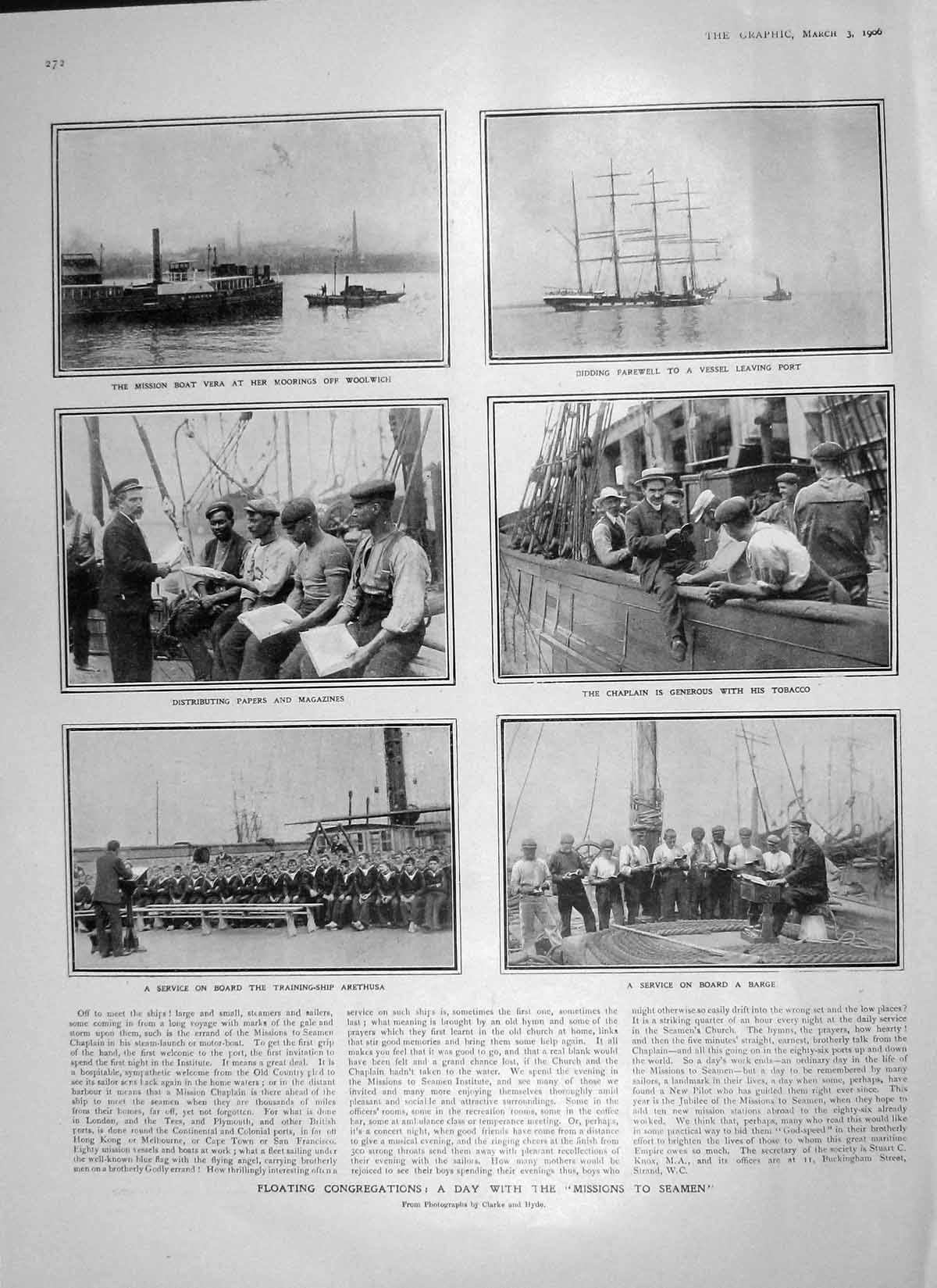 Original Old Antique Print 1906 Seamen Ships Vera Arethusa Roosevelt Was 20th