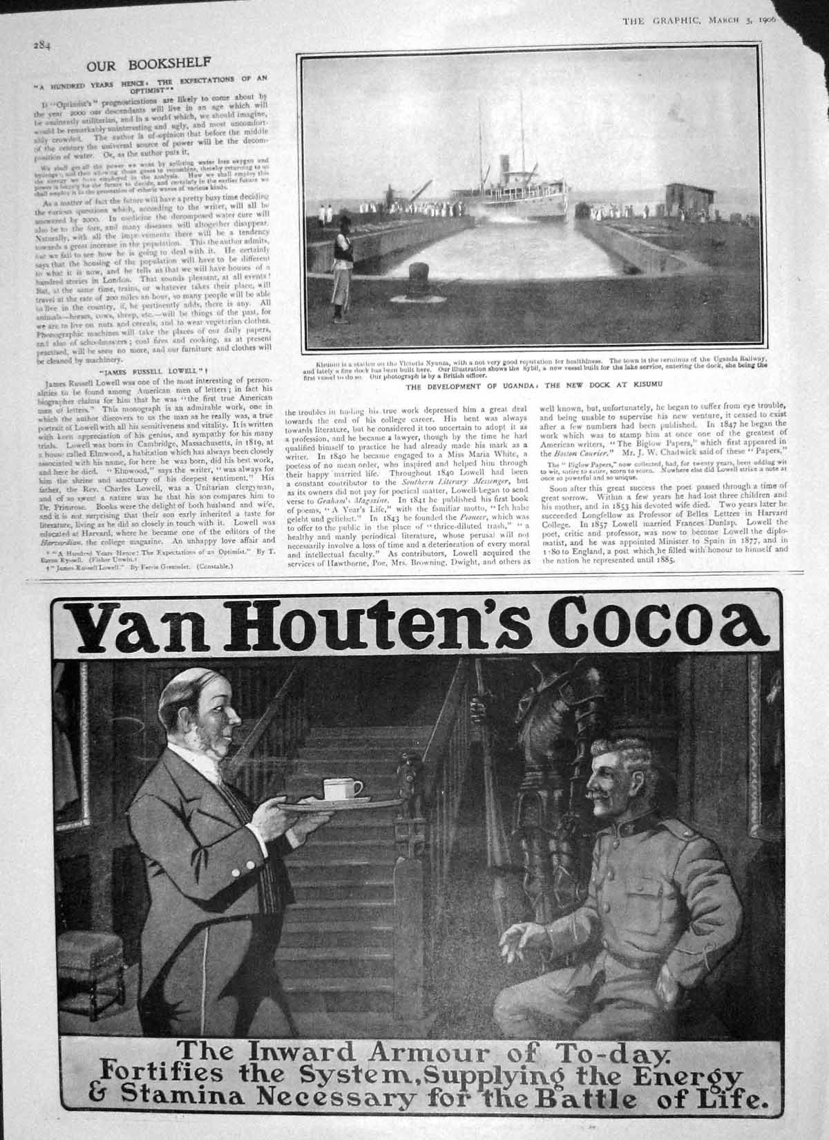 Original Old Antique Print 1906 Dock Kisumu Uganda Victoria Nyanza Van Houten