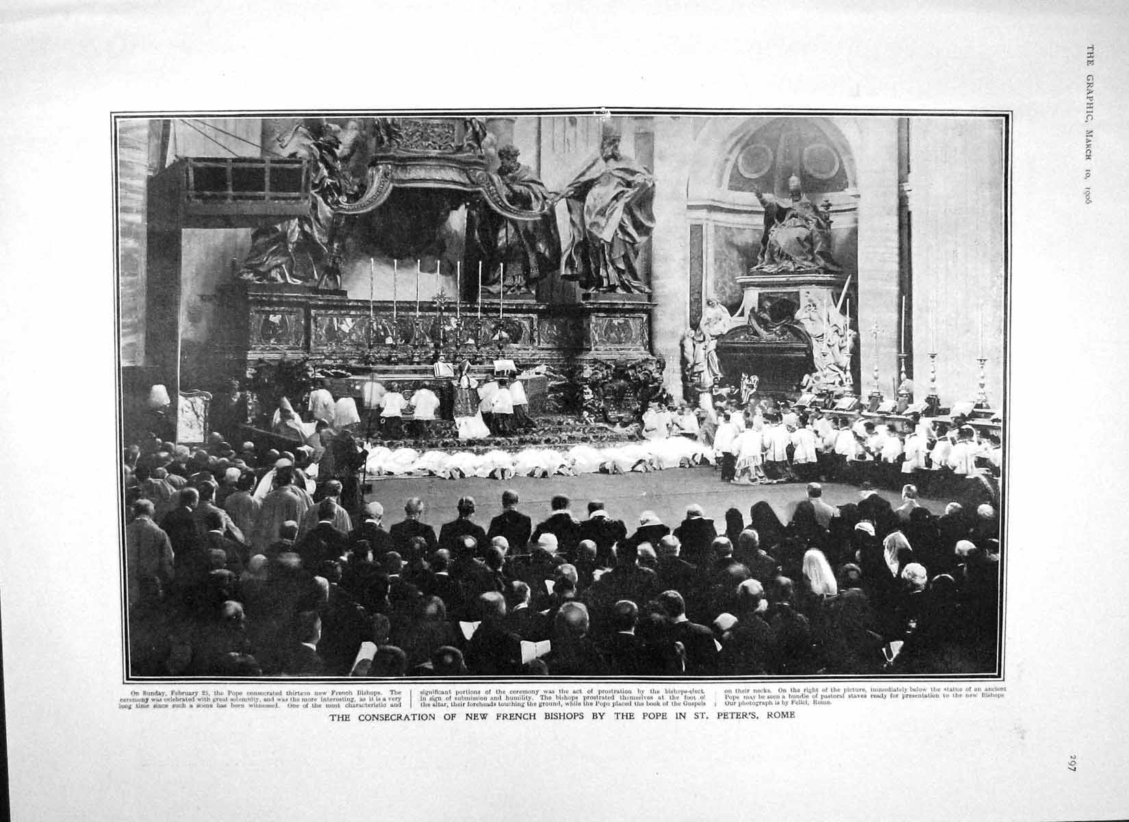 Old Antique Print 1906 Consecration Bishops Pope Rome India Prince Wales 20th