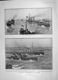 Old Antique Print 1906 Mosquito Ship Scouts Channel Baregg Hotel Albufera 20th