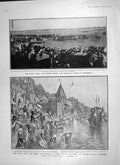 Old Antique Print 1906 Prince Wales Hyderabad River Bathing Ghats Benares 20th