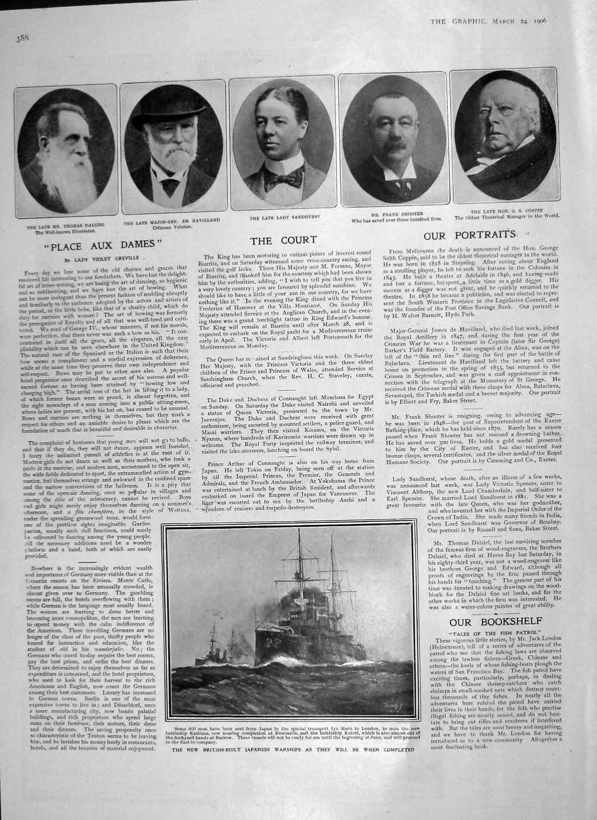 Original Old Antique Print 1906 Dalziel Havilland Sandburst Shooter Ship 20th