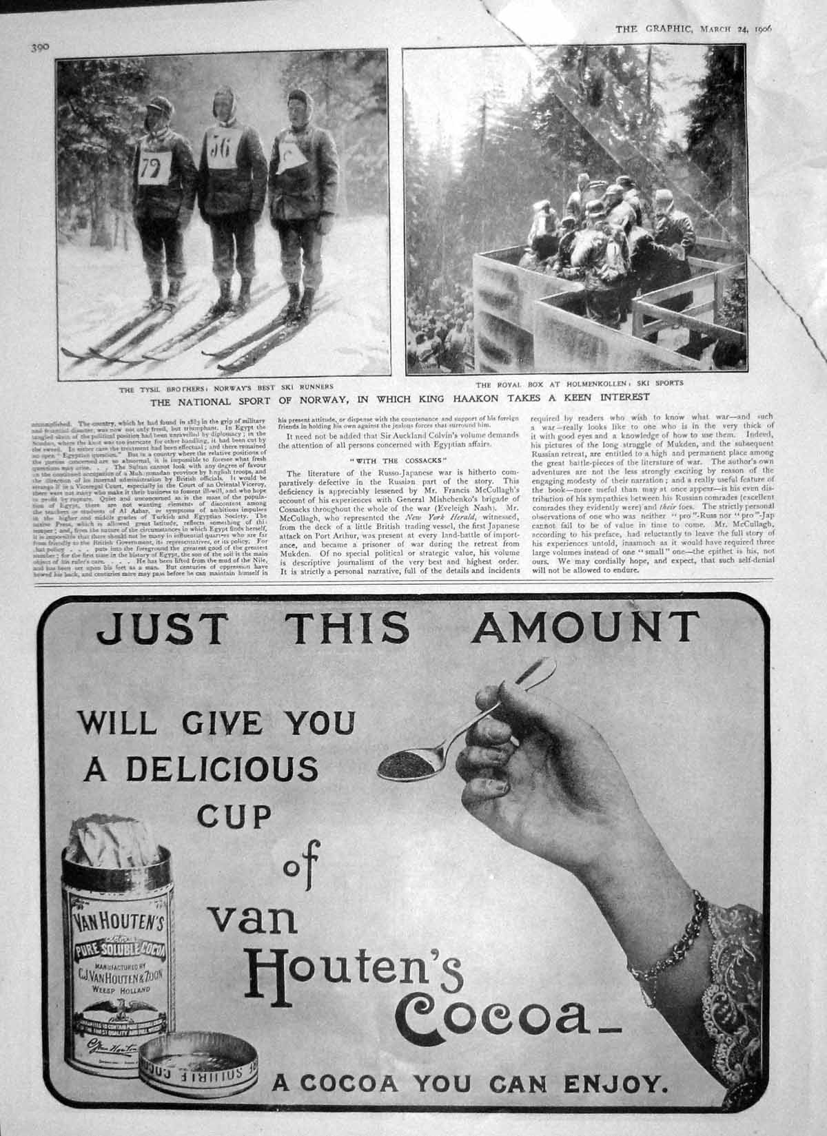 Original Old Antique Print 1906 Tysil Brothers Ski Norway Holmenkollen Van 20th