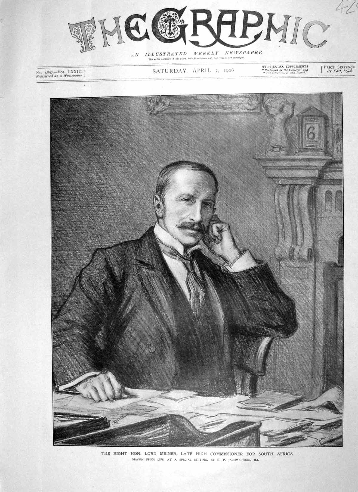 Original Old Antique Print 1906 Portrait Lord Milner High Commissioner Africa