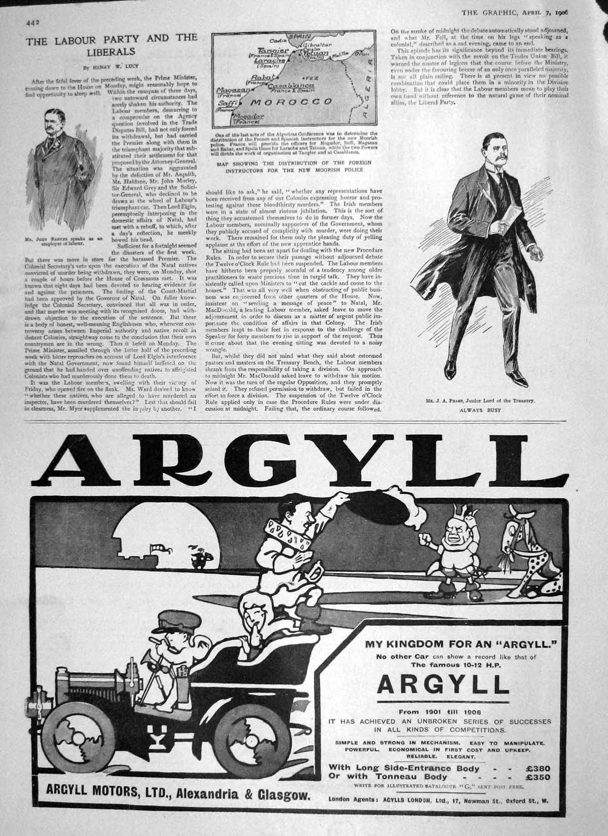 Original Old Antique Print 1906 Portrait Pease Lord Treasury John Barker Argyll