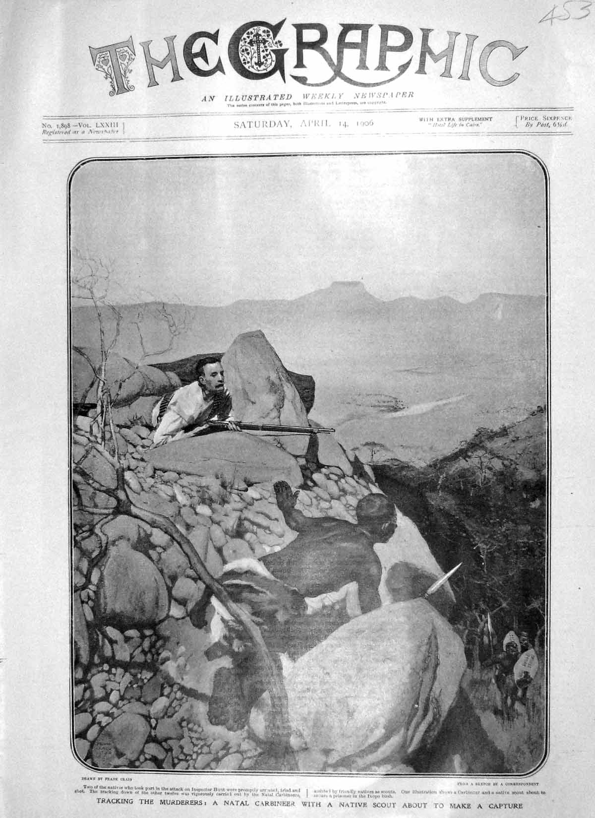 Old Antique Print 1906 Natal Caribineer Native Scout Inspector Hunt Ixopo 20th