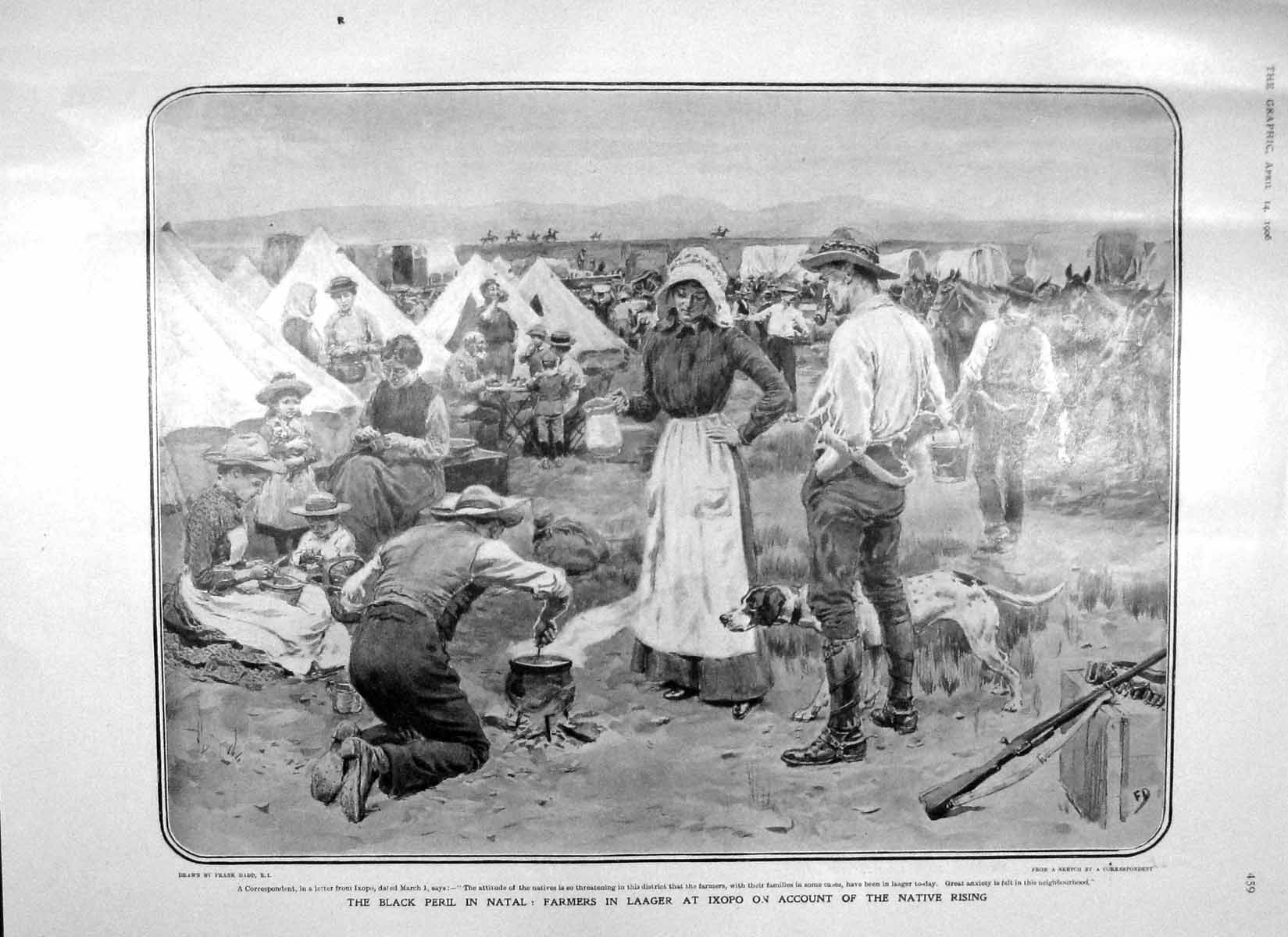 Old Antique Print 1906 Farmers Laager Ixopo Natal Court Aldershot Ragging 20th