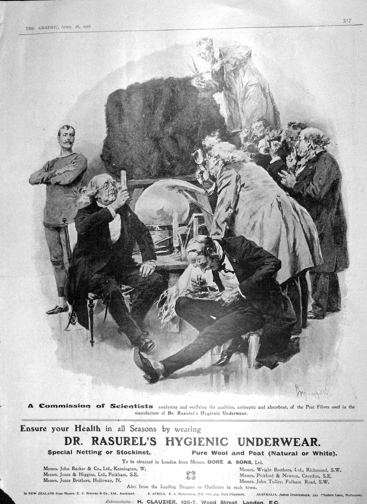 Old Antique Print 1906 Advertisement Dr. Rasurel Hygienic Underwear Ref.2 20th