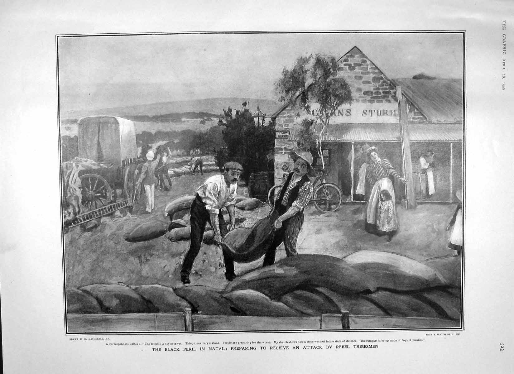 Original Old Antique Print 1906 Natal Street Scene Corfu Shia Boxer Bruis 20th