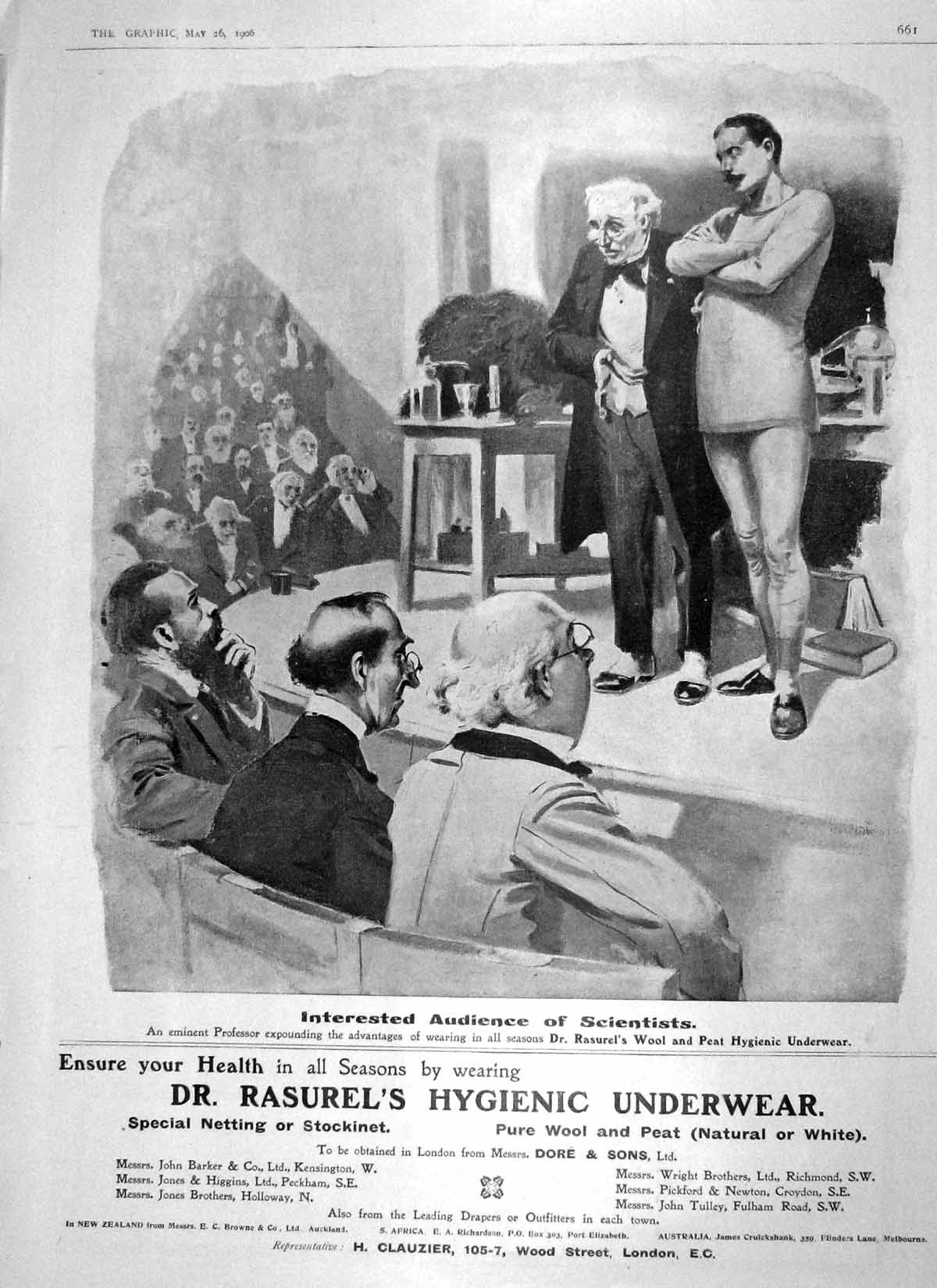 Original Old Antique Print 1906 Advertisement Dr. Rasurel Hygienic Underwear