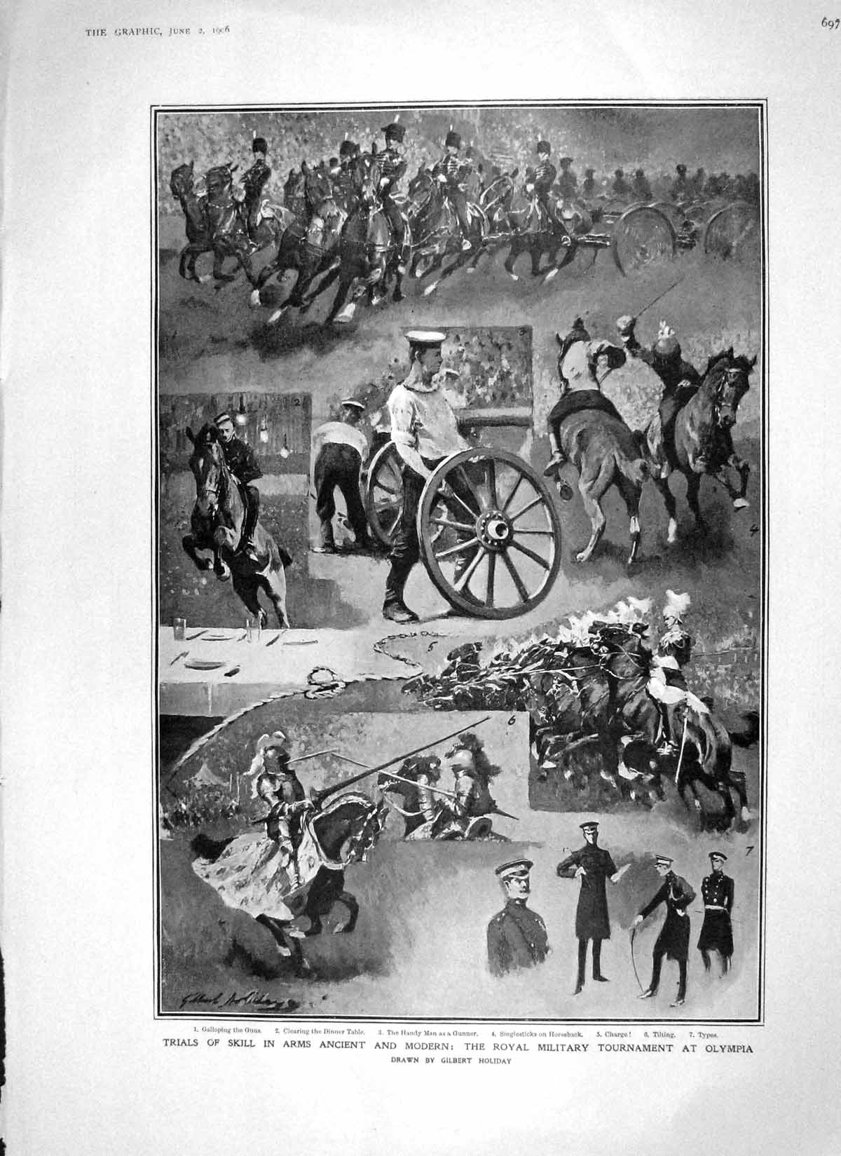 Old Antique Print 1906 Military Tournament Olympia Queen Spain Battenberg 20th
