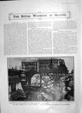 Old Antique Print 1906 Royal Wedding Madrid Princess Ena Church Geronimo 20th