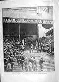 Original Old Antique Print 1906 King Alfonso Queen Victoria Church Princess Ena