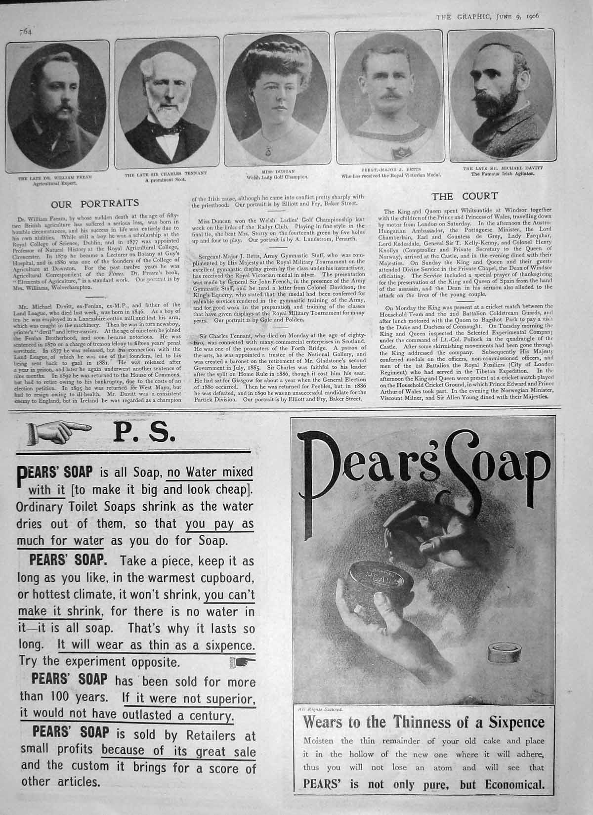 Old Antique Print 1906 Fream Tennant Duncan Betts Davitt Portrait Pears 20th