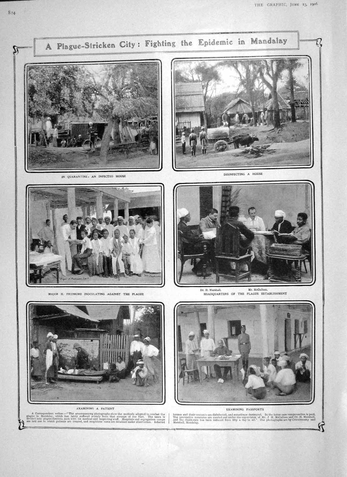 Old Antique Print 1906 Plague Epidemic Mandalay Pridmore Commons Sewell 20th