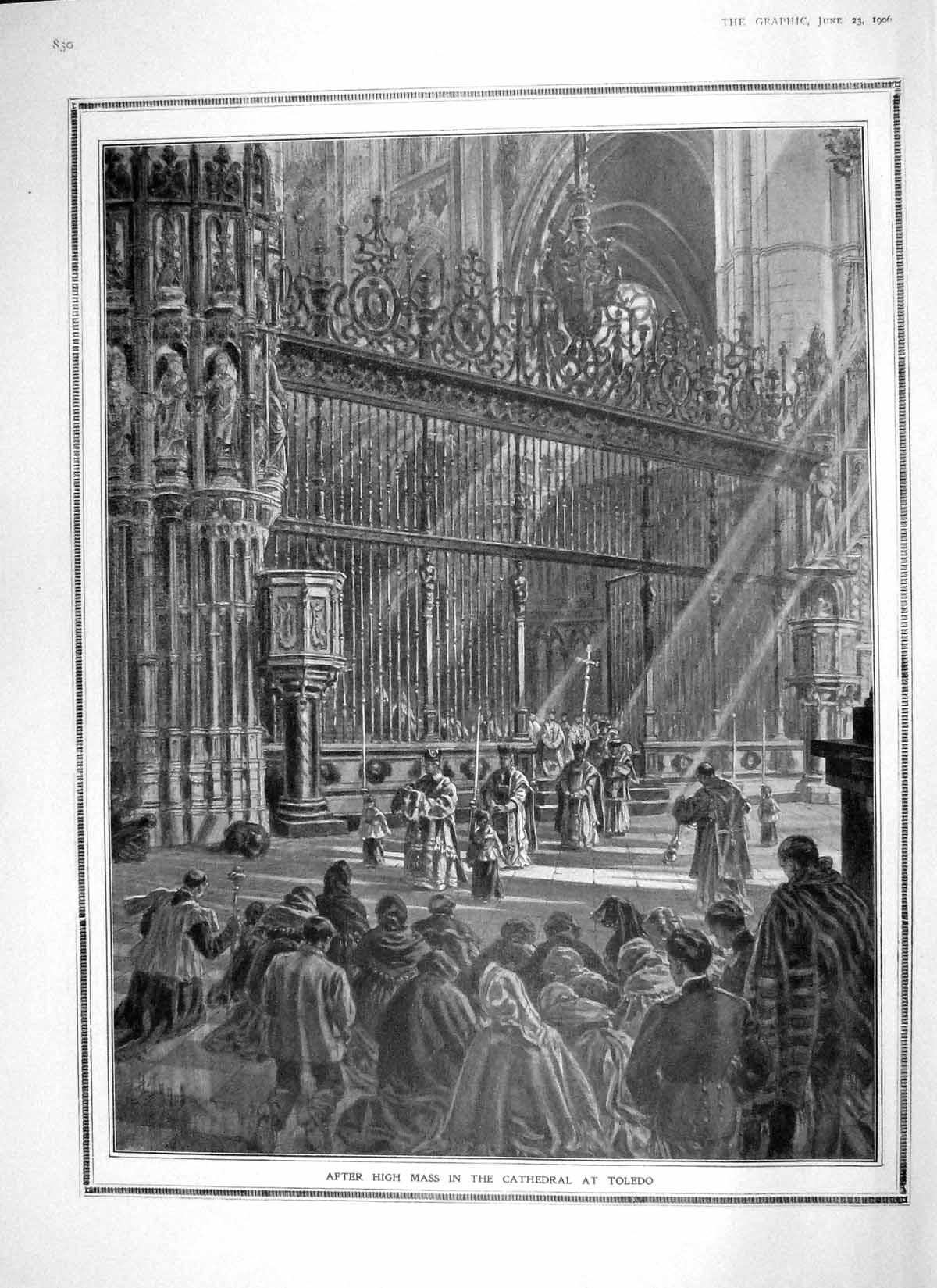 Old Antique Print 1906 Mass Cathedral Toledo Muleteers Inn Sierra Nevada 20th