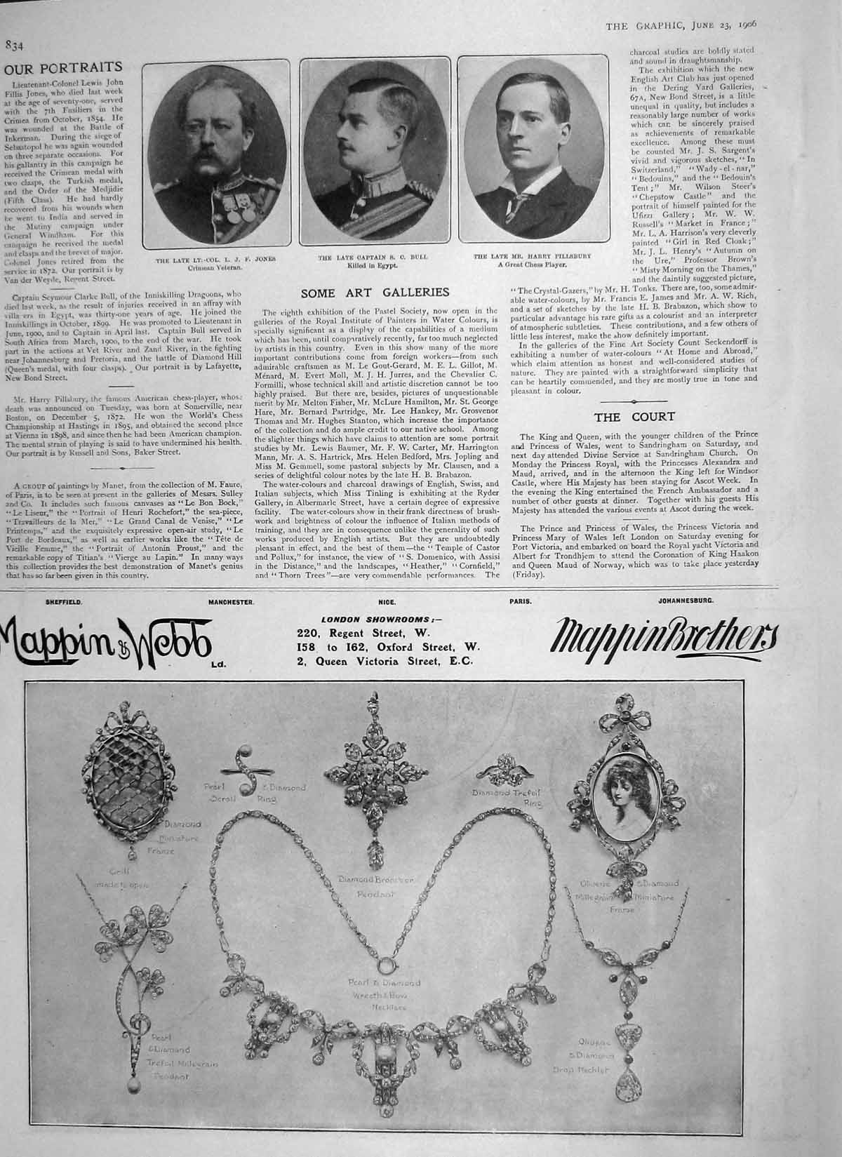 Old Antique Print 1906 Jones War Crimea Bull Pillsbury Chess Mappin Webb 20th