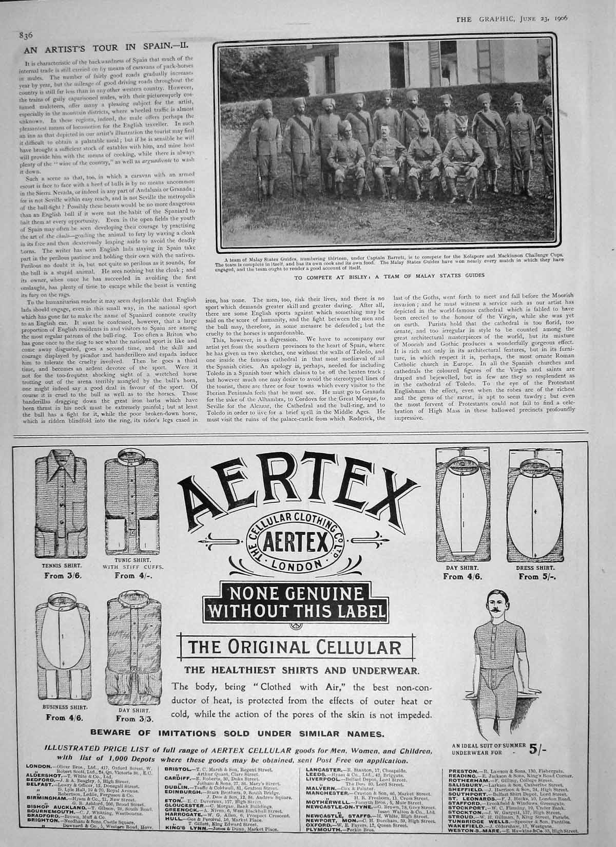 Original Old Antique Print 1906 Bisley Rifle Shooting Malay States Guides 20th