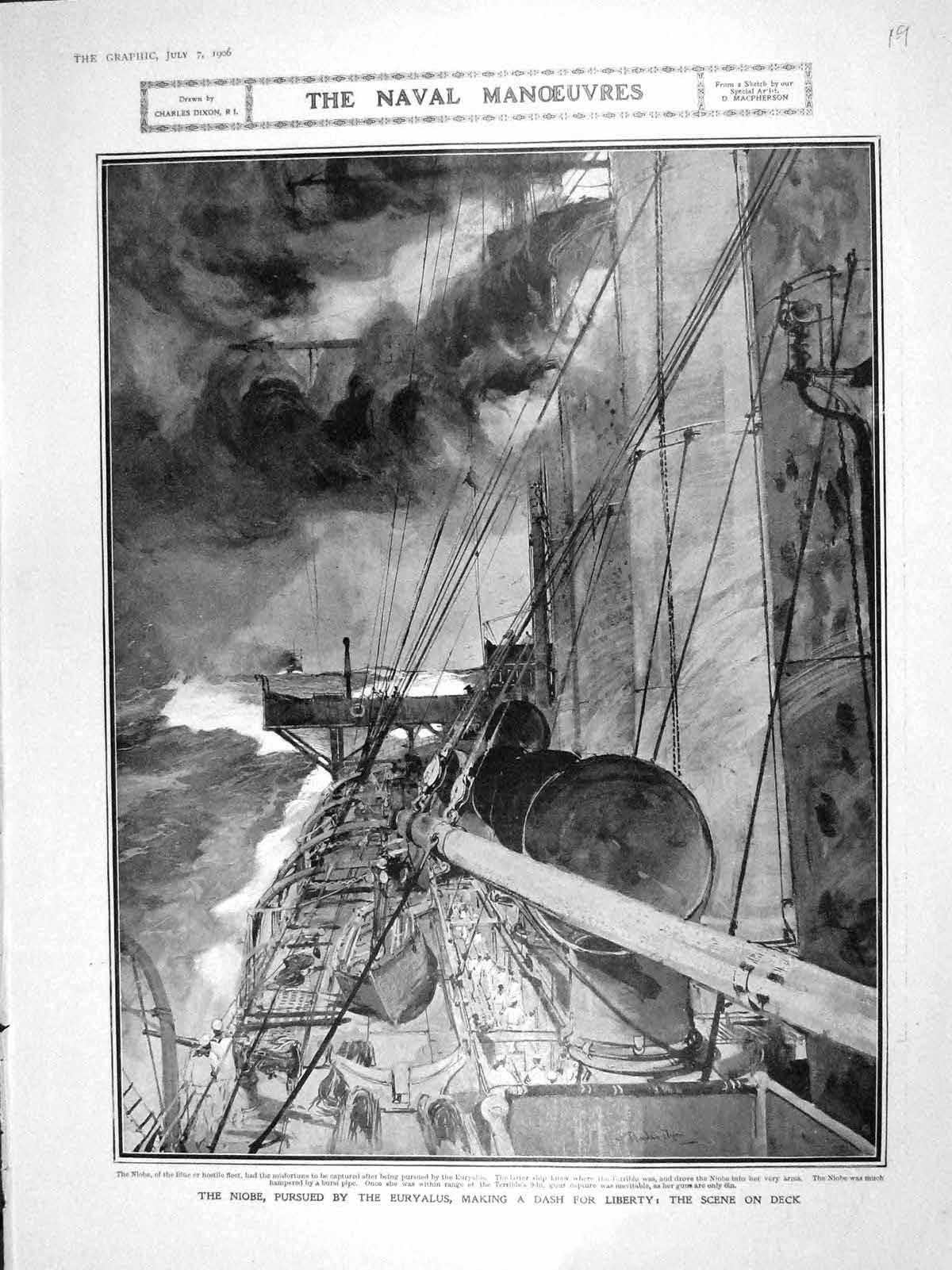 Old Antique Print 1906 Navy War Ship Niobe Euryalus Curragh Gould Evans 20th