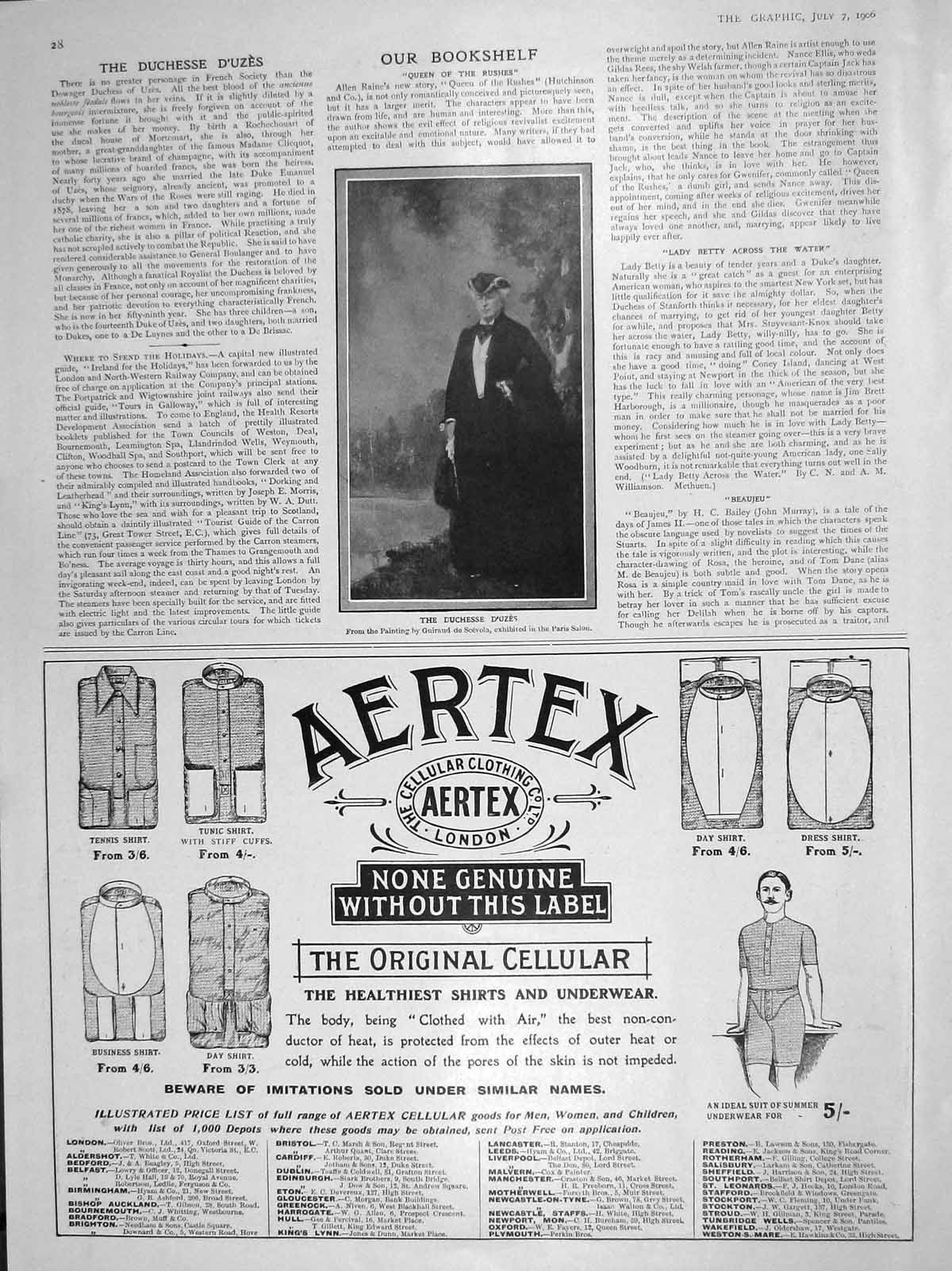 Original Old Antique Print 1906 Portrait Duchesse D'Uzes France Aertex Clothing