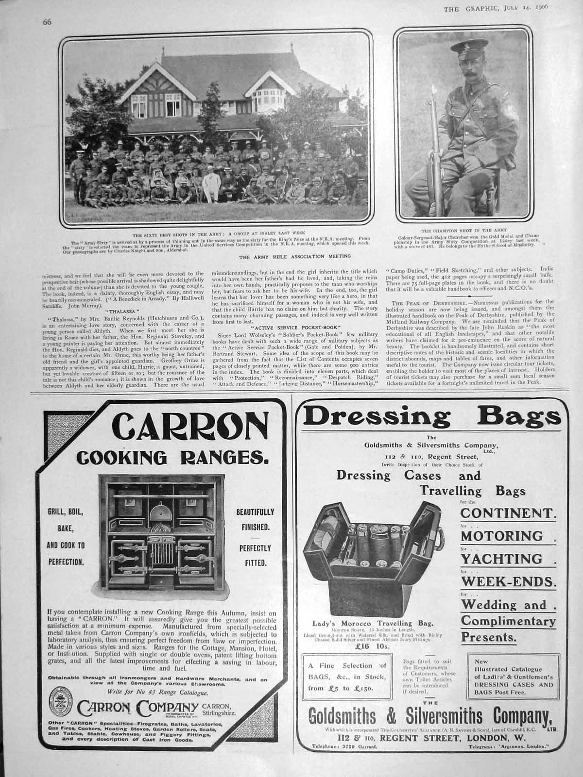 Original Old Antique Print 1906 Army Rifle Meeting Bisley Churcher Carron Range