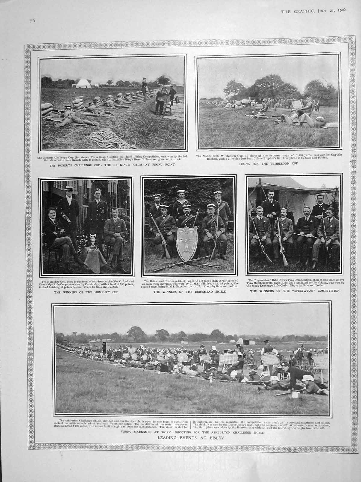 Old Antique Print 1906 Bisley Shooting Ashburton Brinsmead Humphry Sport 20th