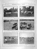 Old Antique Print 1906 Sport Athletic Ranelagh Donkey Swimming Race Seine 20th