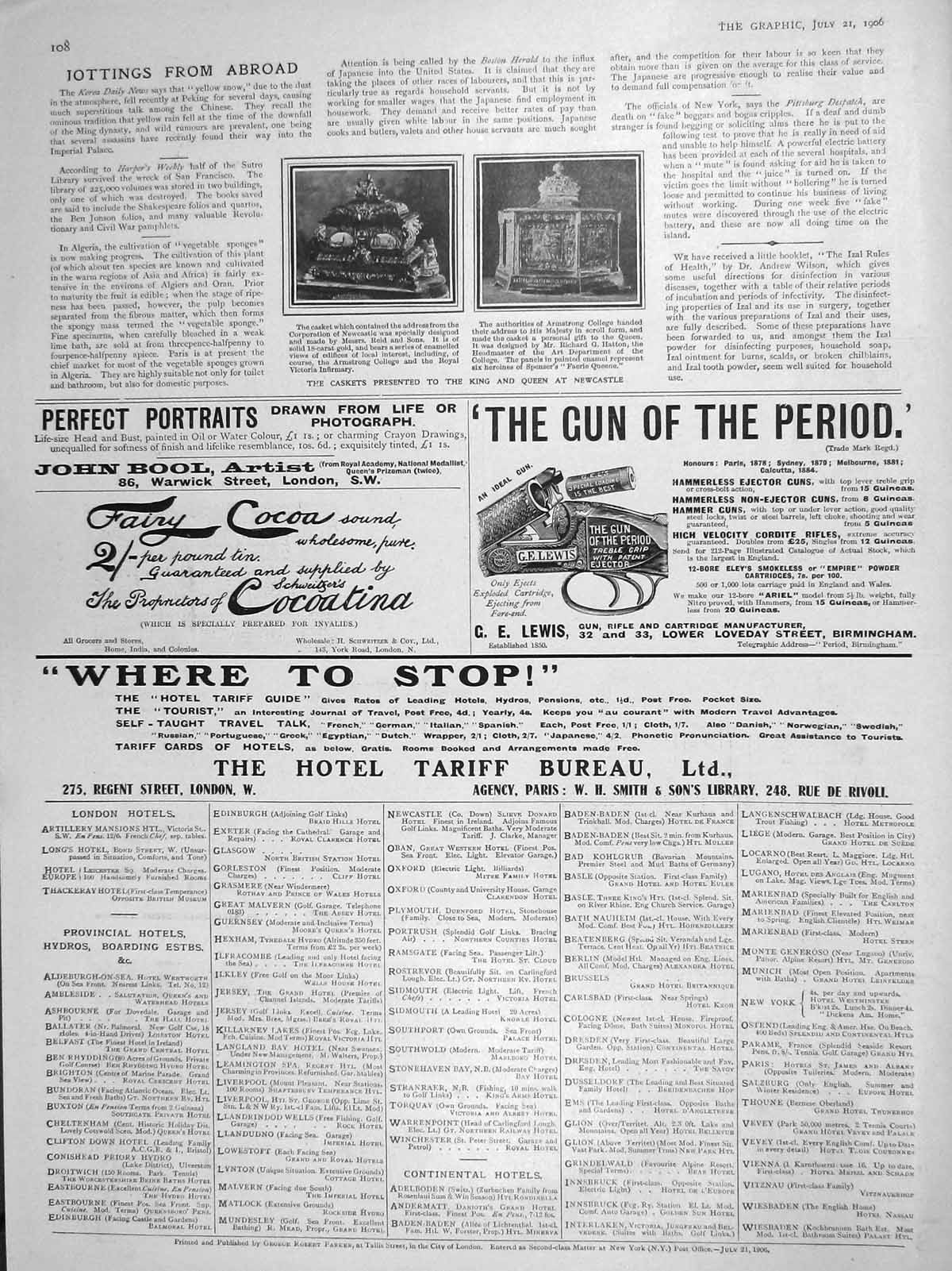Original Old Antique Print 1906 Caskets King Queen Newcastle Armstrong College
