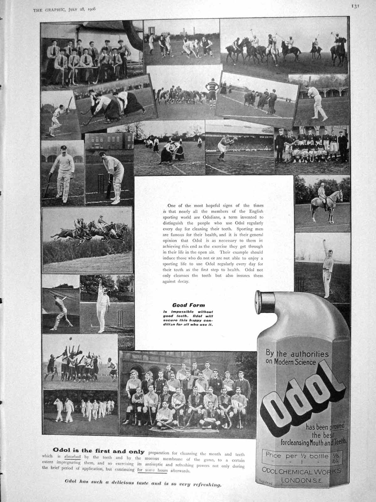Original Old Antique Print 1906 Advertisement Odol Chemical Works London 20th