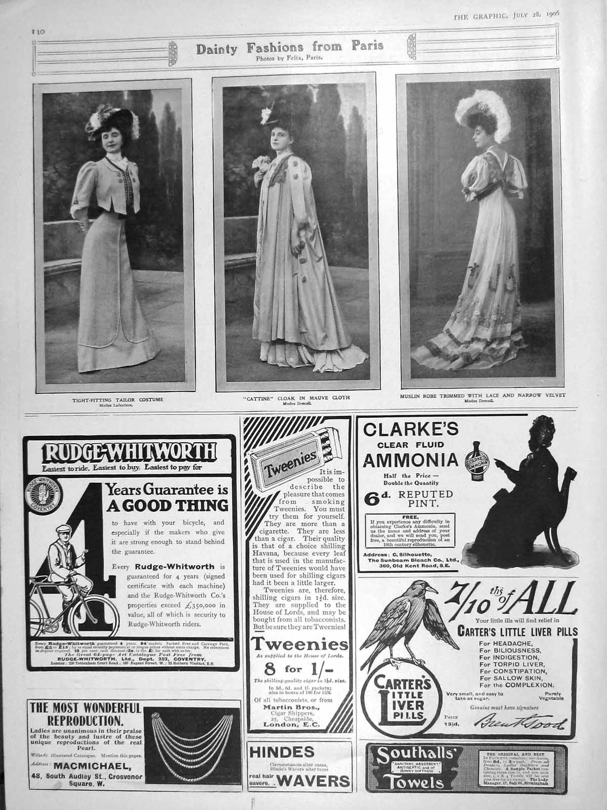 Original Old Antique Print 1906 Ladies Fashion Paris Cattine Cloak Muslin Robe