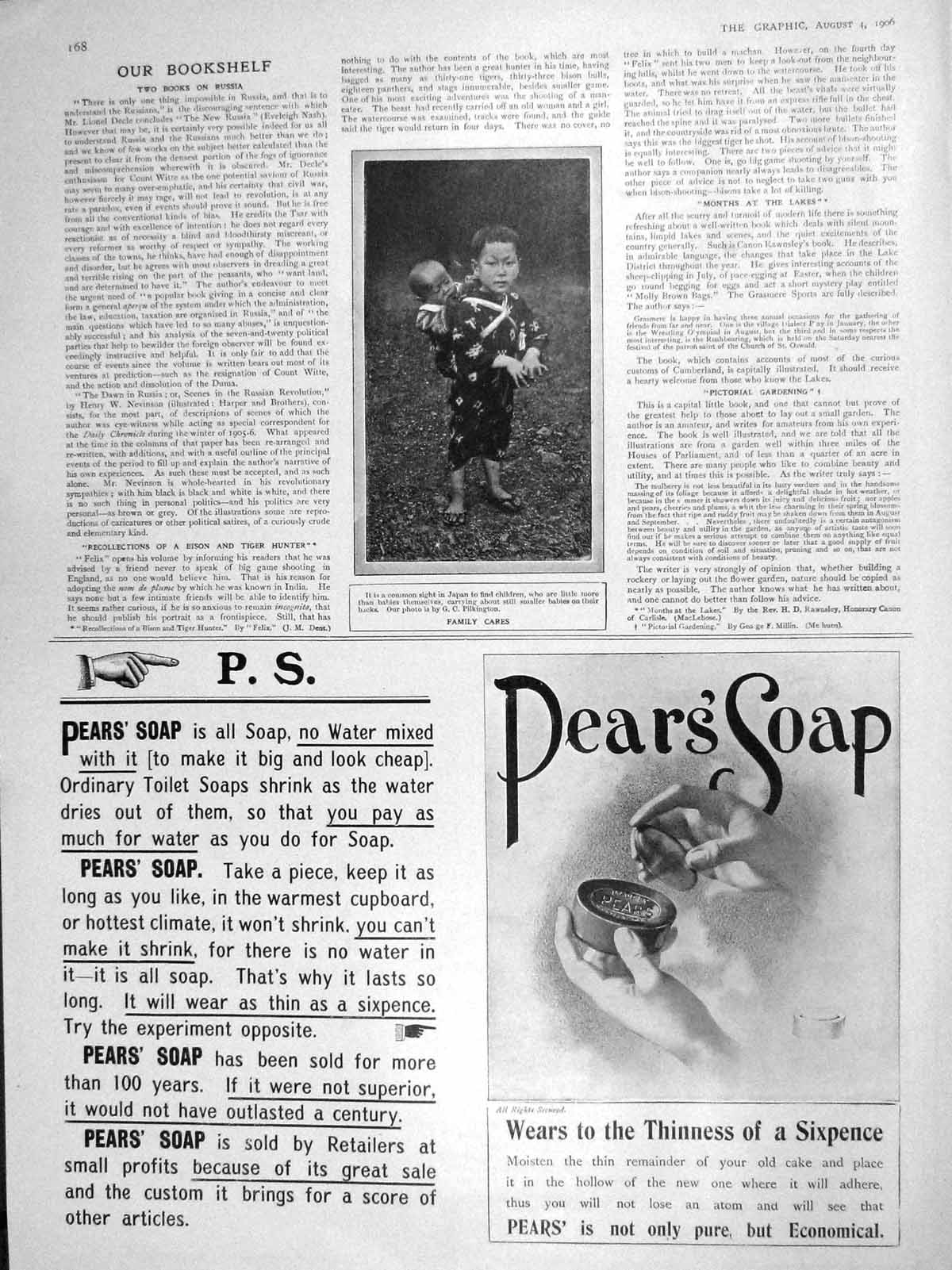 Original Old Antique Print 1906 Children Japan Baby Pears Soap Advertisement