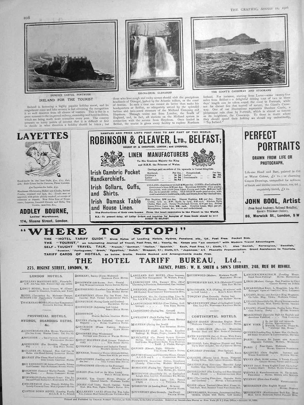 Old Antique Print 1906 Dunluce Castle Glenariff Giant'S Causeway Stookans 20th