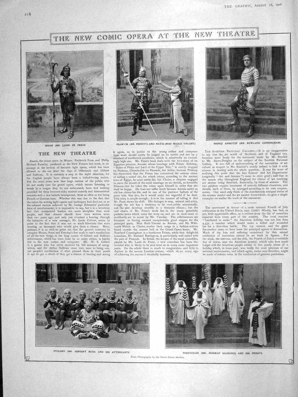 Original Old Antique Print 1906 Opera Theatre Ross Anhotep Australia Kangaroo