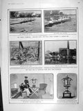 Old Antique Print 1906 Cambridge Harvard Boat Race Snodland German Police 20th