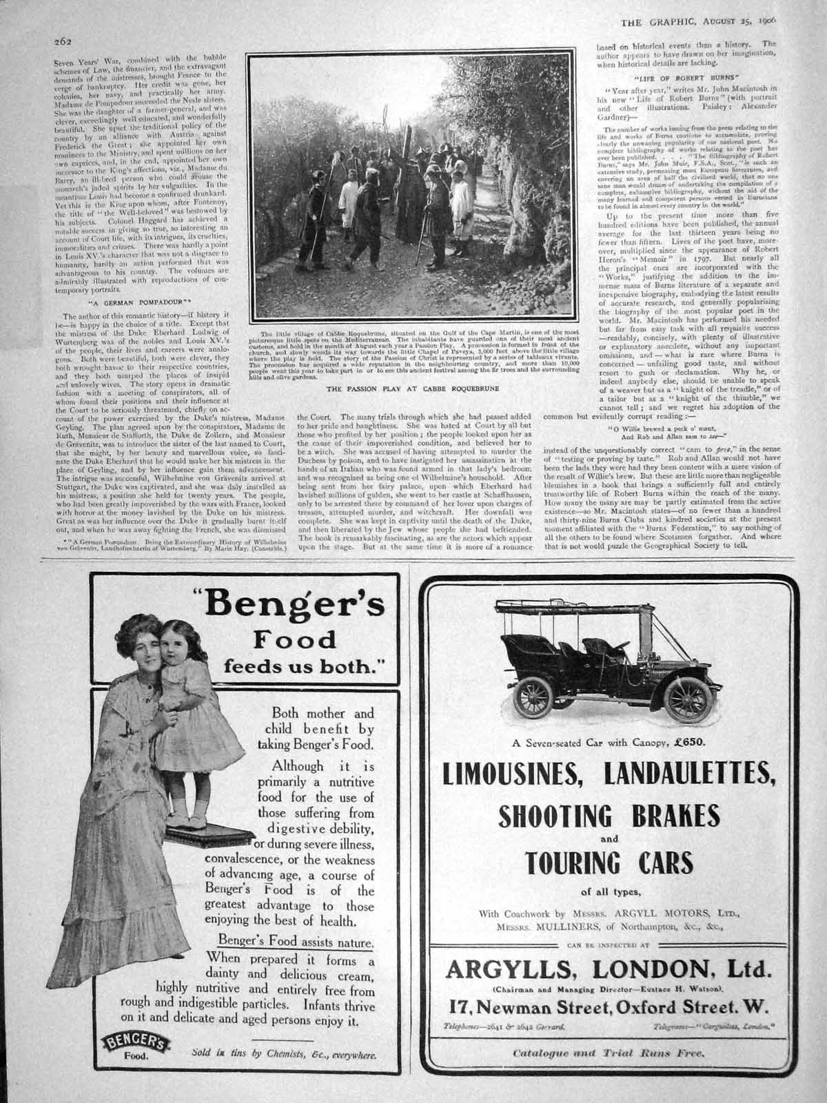 Old Antique Print 1906 Passion Play Cabbe Roquebrune Cape Martin Bengers 20th