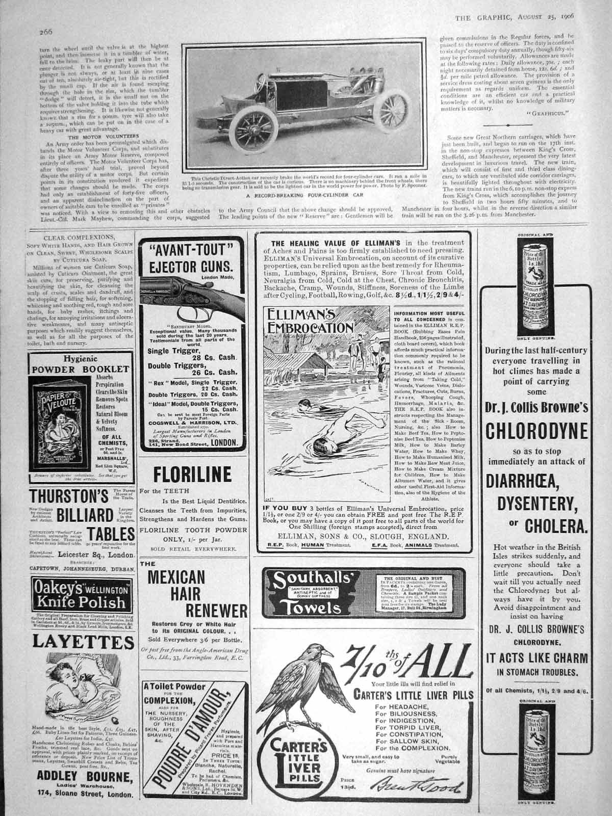 Old Antique Print 1906 Christie Direct-Action Four-Cylinder Car Carters 20th