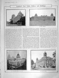 Old Antique Print 1906 London Public War Offices Buildings Session House 20th