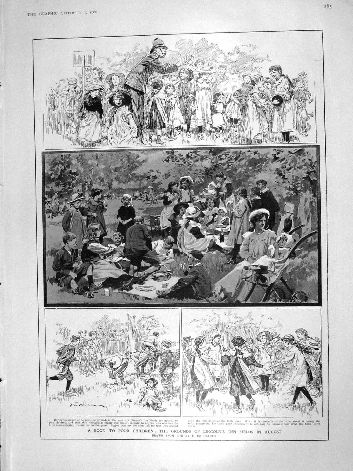 Old Antique Print 1906 Poor Children Lincoln'S Inn Car Costermonger Devah 20th
